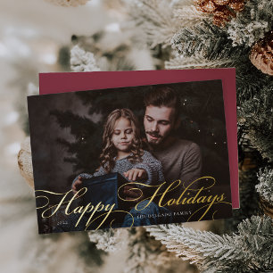 Classic Flourish   Happy Holidays Photo Foil Holiday Card