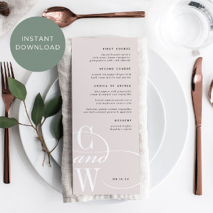Classic Flourish Monogram Menu Card