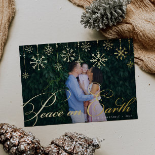 Classic Flourish   Peace on Earth Photo Foil Holiday Card