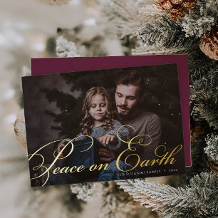 Classic Flourish   Peace on Earth Photo Foil Holiday Card