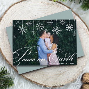 Classic Flourish Peace on Earth Photo Holiday Card