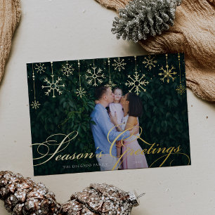Classic Flourish   Season's Greetings Photo Foil Holiday Card