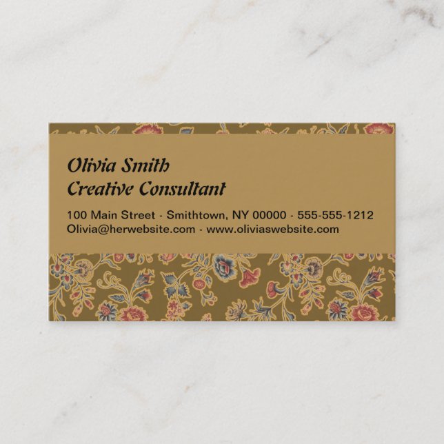 Classic Flower Chintz Pretty Soft Floral Design Business Card (Front)