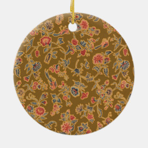 Classic Flower Chintz Pretty Soft Floral Design Ceramic Ornament