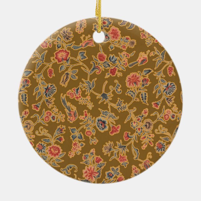 Classic Flower Chintz Pretty Soft Floral Design Ceramic Ornament (Back)