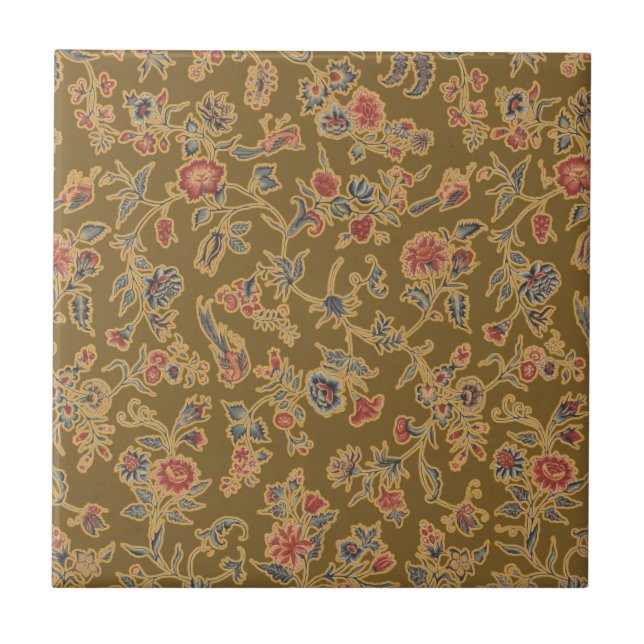 Classic Flower Chintz Pretty Soft Floral Design Ceramic Tile (Front)