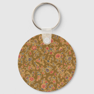Classic Flower Chintz Pretty Soft Floral Design Key Ring