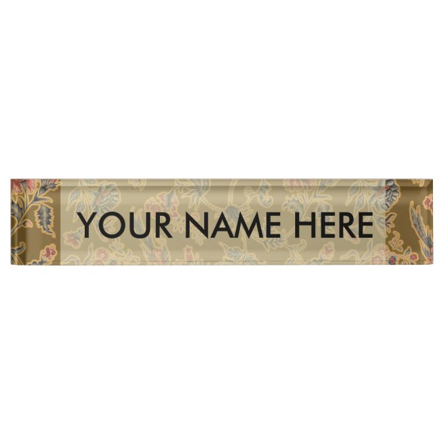 Classic Flower Chintz Pretty Soft Floral Design Nameplate (Front)