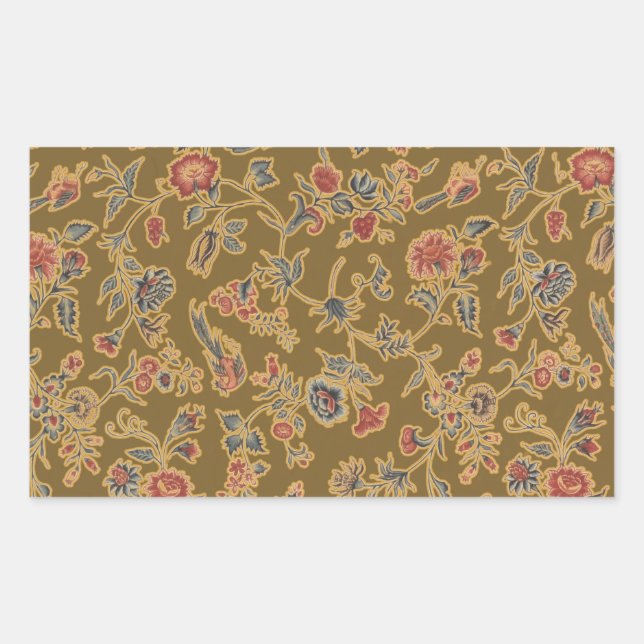 Classic Flower Chintz Pretty Soft Floral Design Rectangular Sticker (Front)
