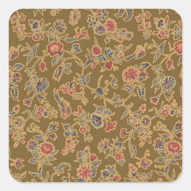 Classic Flower Chintz Pretty Soft Floral Design Square Sticker (Front)