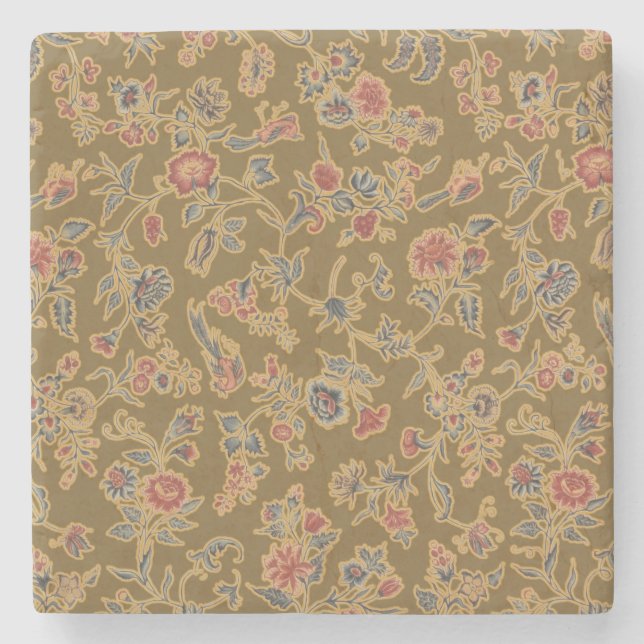 Classic Flower Chintz Pretty Soft Floral Design Stone Coaster (Front)