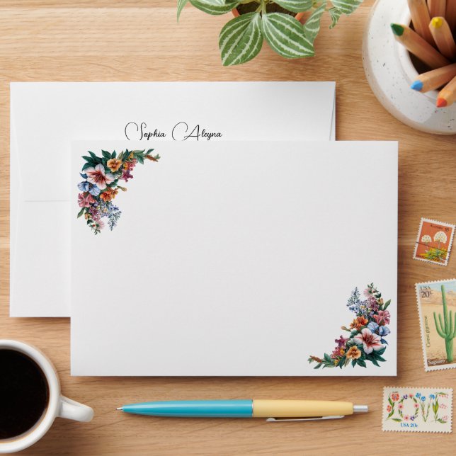 Classic Flower Garden Graduation Envelope (Desk)