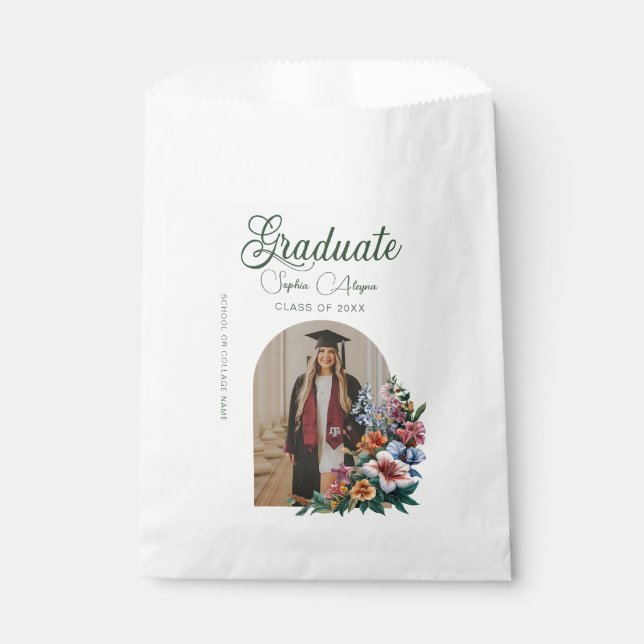 Classic Flower Garden Photo Graduation Favour Bag (Front)