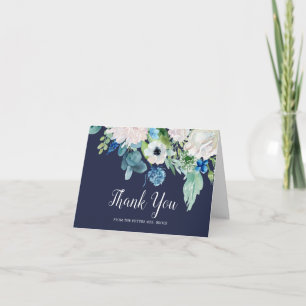 Classic Flowers   Navy Future Mrs Thank You Card