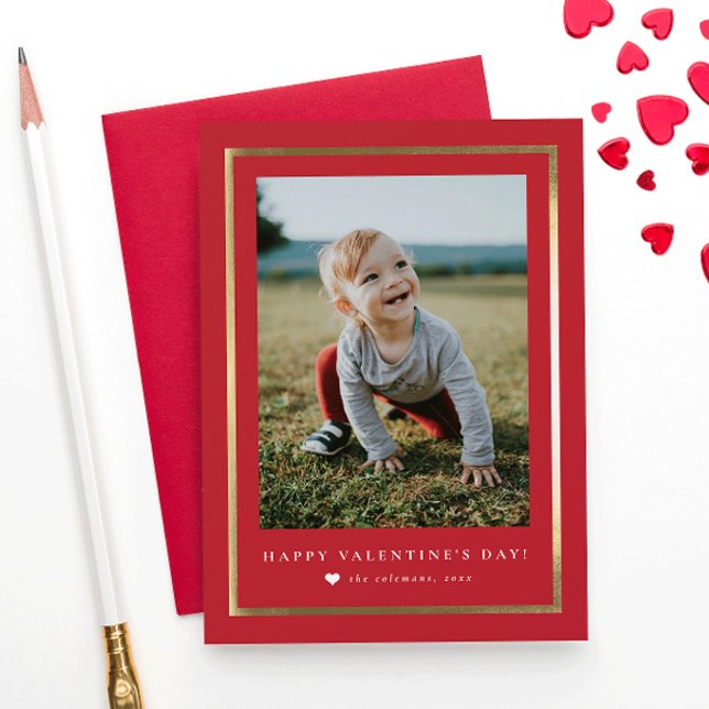 Classic foil frame Portrait Photo Valentine's Day Card (Creator Uploaded)