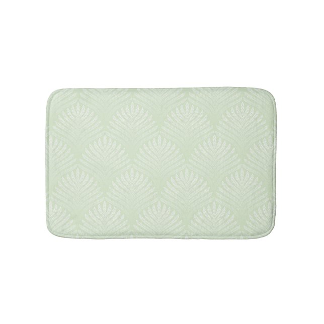 Classic foliage pattern in white and green bath mat (Front)