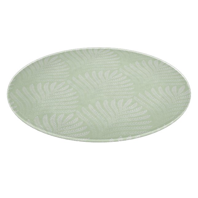 Classic foliage pattern in white and green cutting board (Corner)