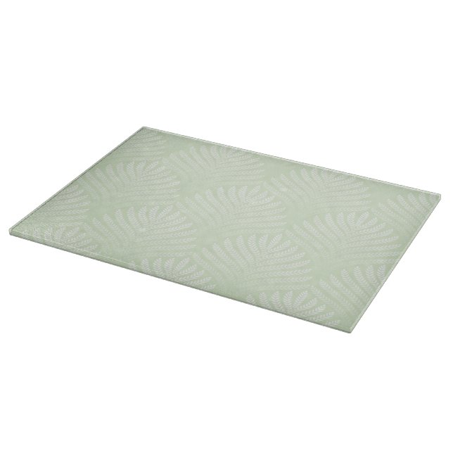 Classic foliage pattern in white and green cutting board (Corner)