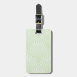 Classic foliage pattern in white and green luggage tag