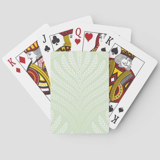 Classic foliage pattern in white and green playing cards (Back)