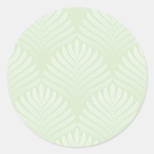 Classic foliage pattern in white and green round sticker