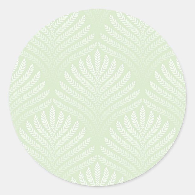 Classic foliage pattern in white and green round sticker (Front)