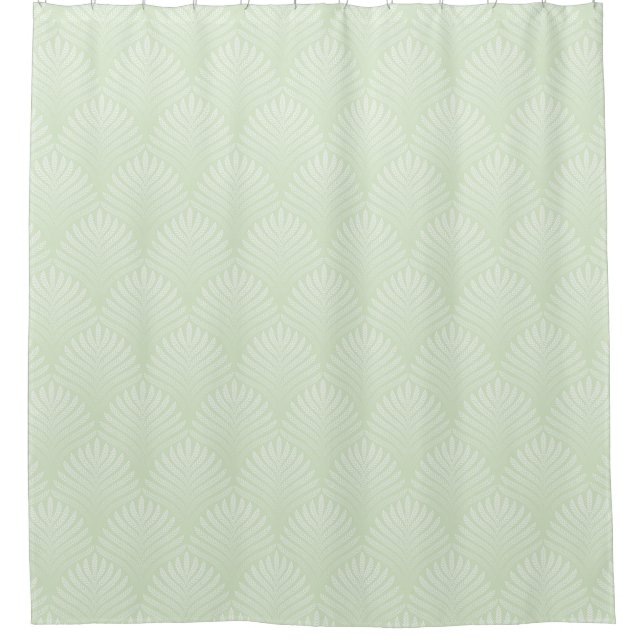 Classic foliage pattern in white and green shower curtain (Front)