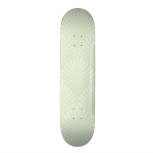 Classic foliage pattern in white and green skateboard