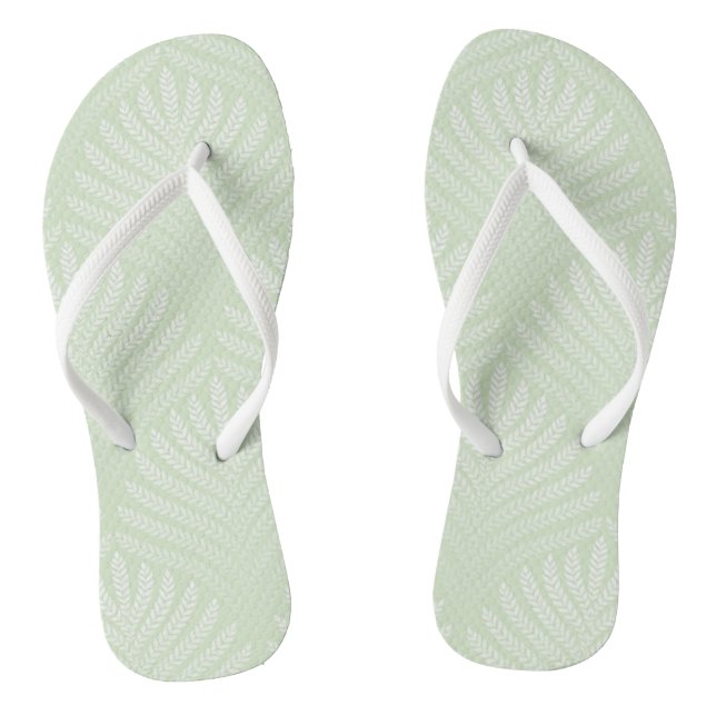 Classic foliage pattern in white and green thongs (Footbed)