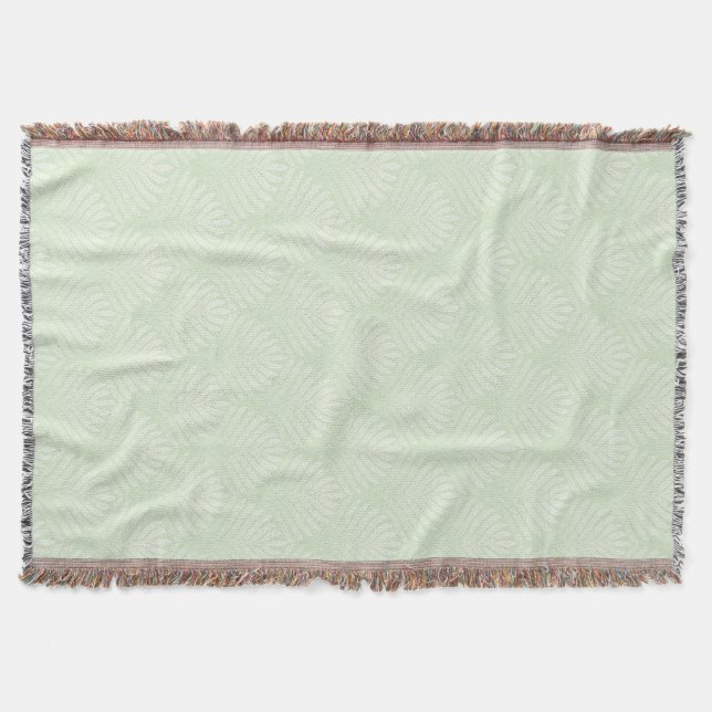 Classic foliage pattern in white and green throw blanket (Front)