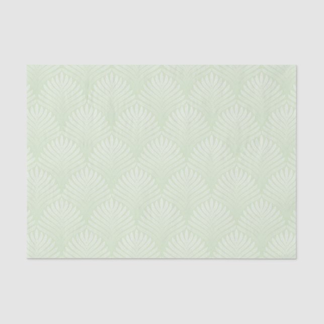 Classic foliage pattern in white and green tissue paper (Front)