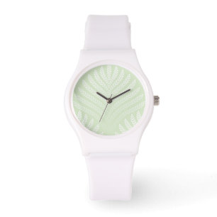 Classic foliage pattern in white and green watch