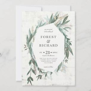 Classic Foliage with gold effect wedding invite