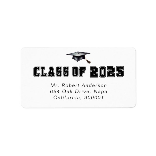 Classic Font Class of 2024 Graduation Address Label (Front)