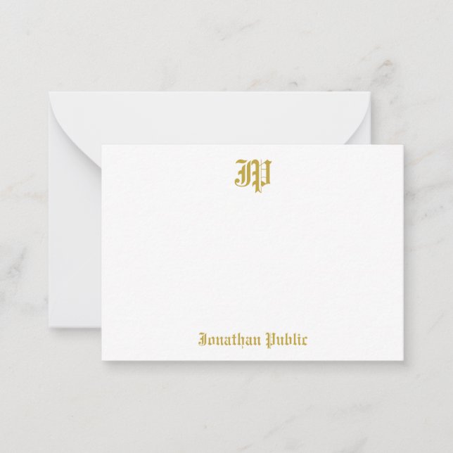 Classic Font Gold Text Calligraphy Monogram Name Card (Front)