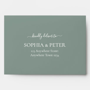Classic Font Sage Colour w/ Return Address 5x7 Envelope
