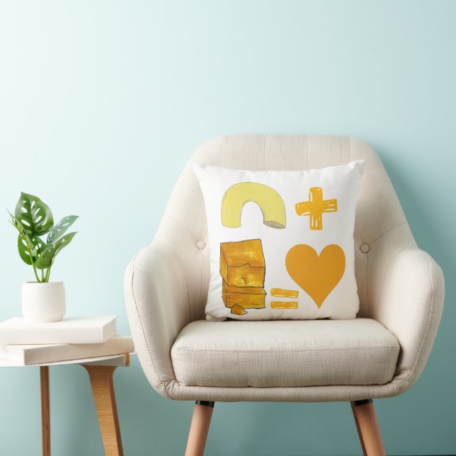 Classic Food Pair Macaroni + Cheese = Love Heart Cushion (Chair)