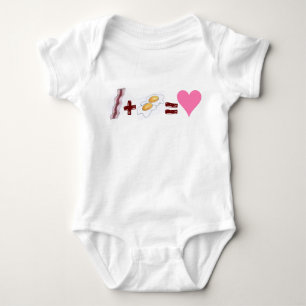 Classic Food Pairing BACON + EGGS = Love Heart Baby Bodysuit