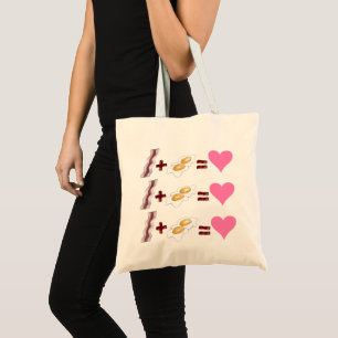 Classic Food Pairing BACON + EGGS = Love Heart Tote Bag