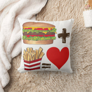 Classic Food Pairing Burger + Fries = Love Heart Cushion
