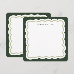 Classic Forest and Sage Green Wavy Scallop Border Card