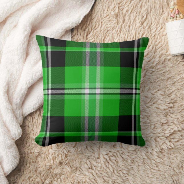 Classic Forest Green Black Plaid Decorative Pillow (Blanket)