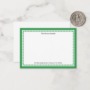Classic Forest Green Dotted Frame Name, Address Card