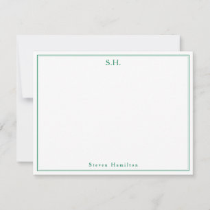 Classic Forest Green Monogram Name Minimalist Card