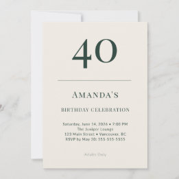 Classic Forest & Linen 40th Birthday Celebration Invitation