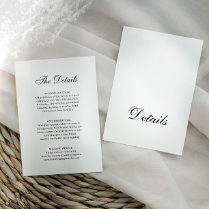 Classic Formal Black and White   Wedding Details Enclosure Card
