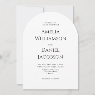Classic Formal Black White Arch Typography Wedding Invitation