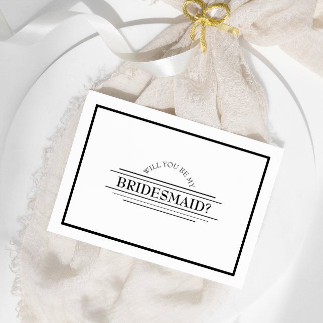 Classic Formal Black White Bridesmaid Proposal Invitation (Creator Uploaded)