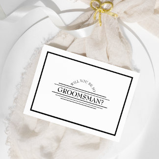 Classic Formal Black White Groomsman Proposal Card
