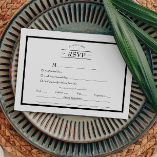 Classic Formal Black White Menu Choice RSVP